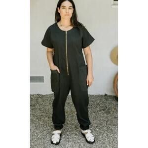 Mien Studios Together Zipper Jumpsuit Utility Grey Green Large